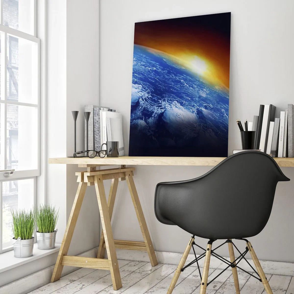 Üveg kép - Napkelte a kék bolygó felett - 50x70 cm