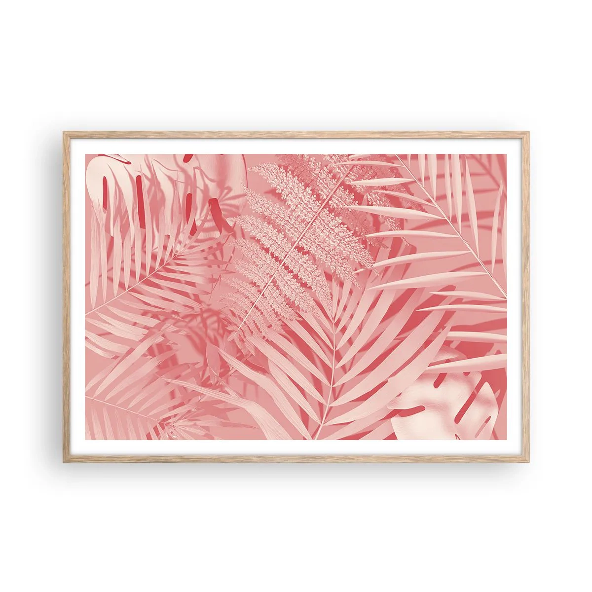 Poszter világos tölgy keretben - Rózsaszín koncepció - 100x70 cm
