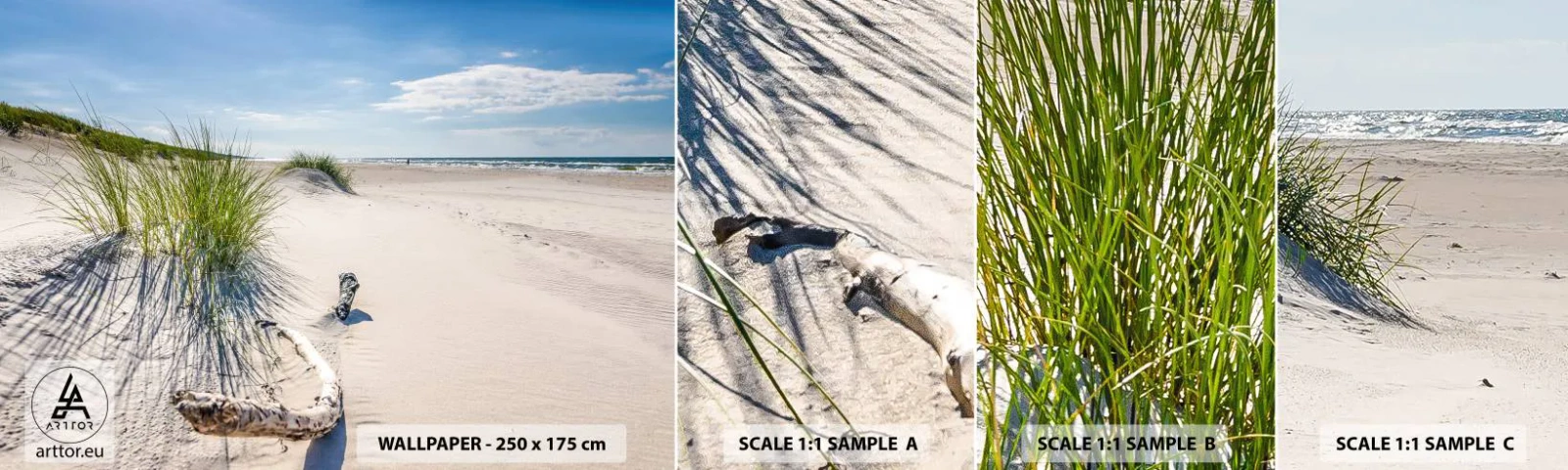 Fotótapéta Minta Öntapadós Deluxe Sticker - A leggyönyörűbb? A Balti - Tenger, Strand, Dűne - 100x30 cm