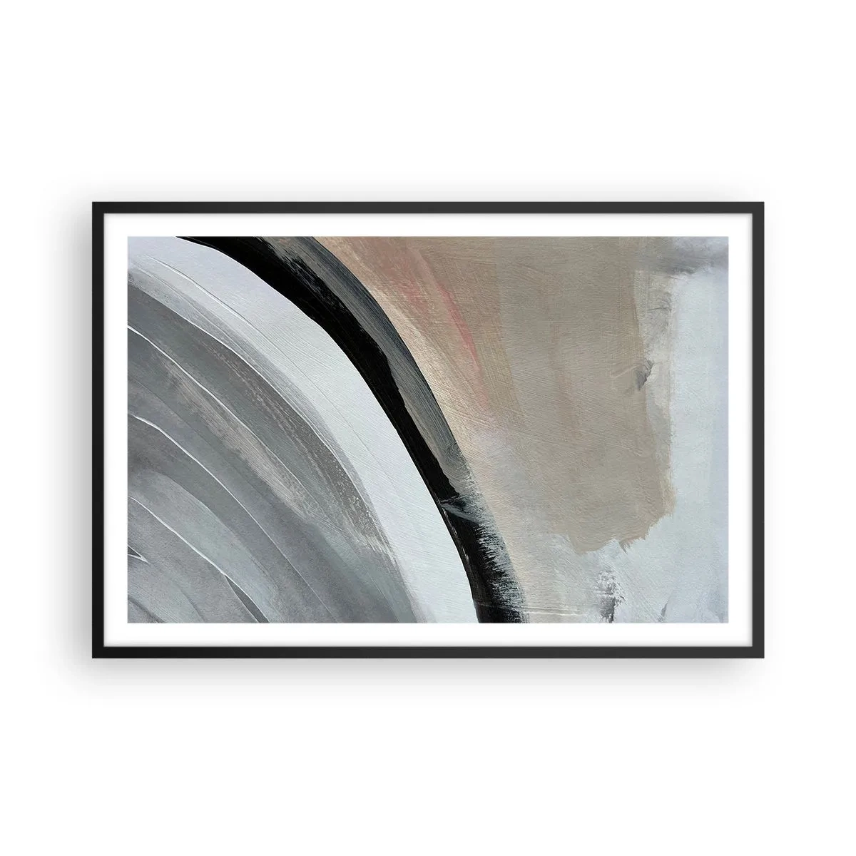Poszter fehér keretben - Kompozíció: a fekete és szürke íve - 91x61 cm