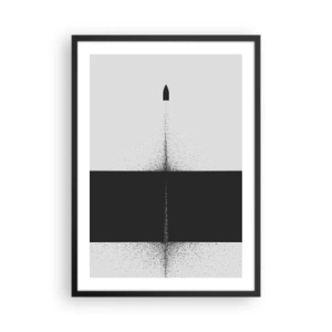 Poszter fehér keretben - Minimalista absztrakció rakétával kettéosztott háttéren - 50x70cm - Egyenesen a cél felé - Modern fali dekoráció nappalihoz és hálószobához ARTTOR
