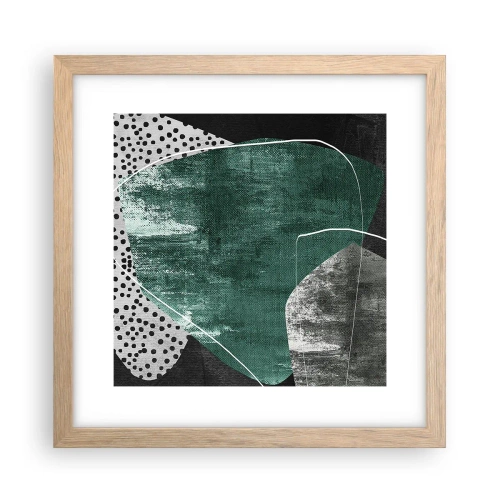 Poszter világos tölgy keretben - Színes absztrakció aranypehellyel - 30x30 cm