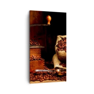 Vászonkép - Csendélet szemes kávéval és darálóval - 45x80 cm