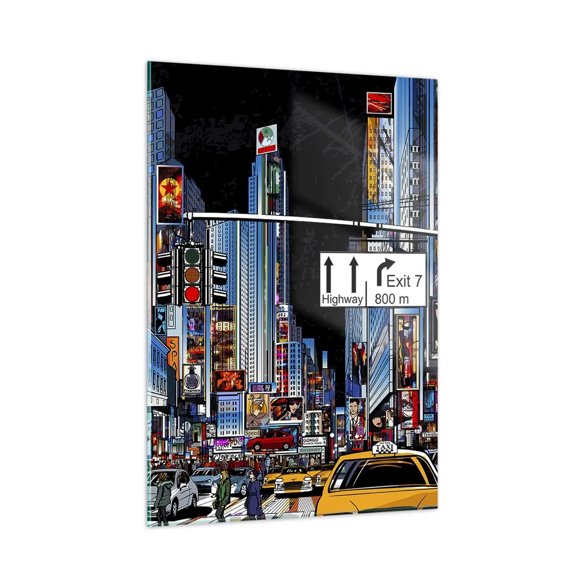 Üveg kép - Képregény nagy éjszaka - 50x70 cm