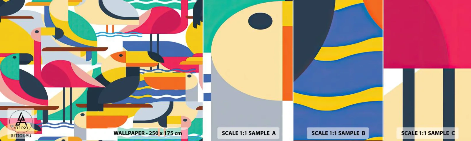 Fotótapéta Minta Standard Eco - Madárparti - Absztrakció, Pelikán, Darab - 100x30 cm