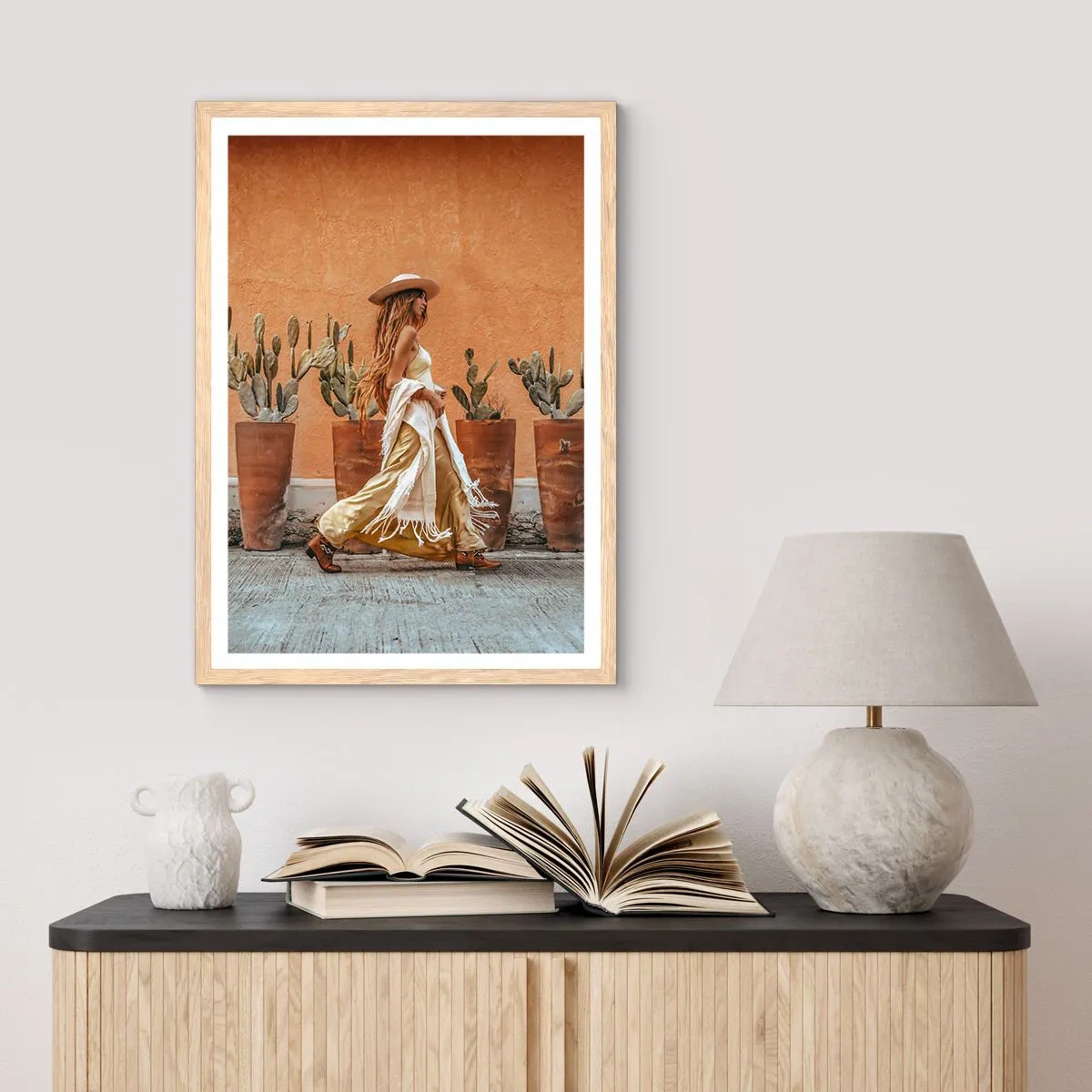 Poszter világos tölgy keretben - Hippi stílusban - 61x91 cm