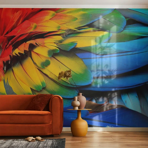 Öntapadós Fotótapéta Deluxe Sticker - Paradicsom madár - Színes tollak, Papagáj tollak, Állatok - 200x140 cm