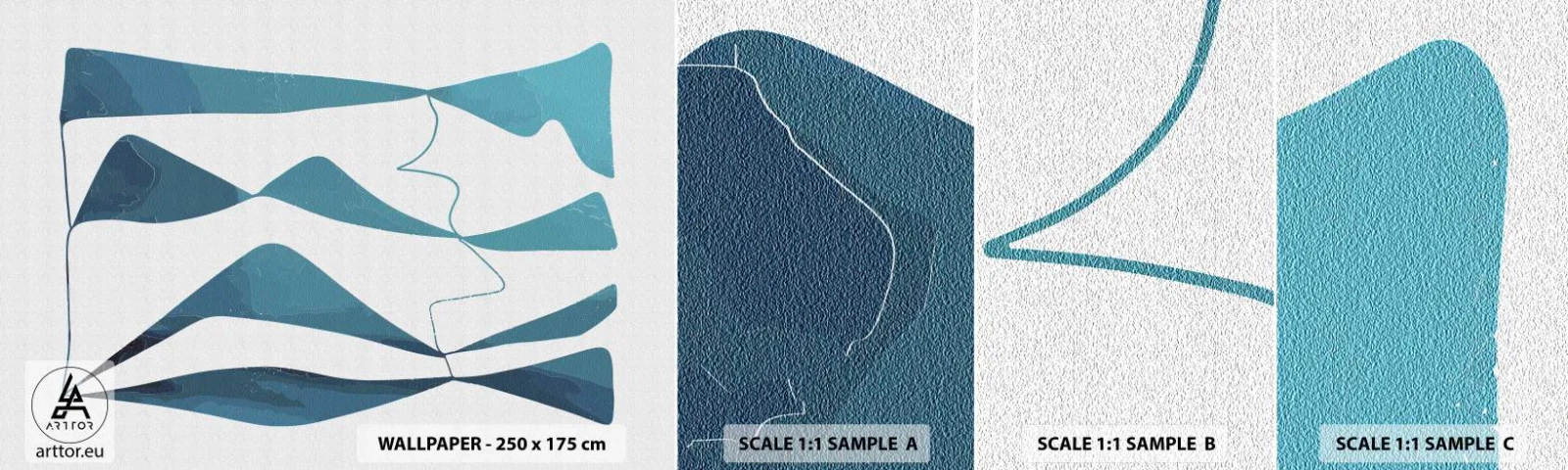 Fotótapéta Minta Öntapadós Deluxe Sticker - Absztrakció: egy türkizkék összetétel - Minimalizmus, Elemek, Absztrakció - 100x30 cm