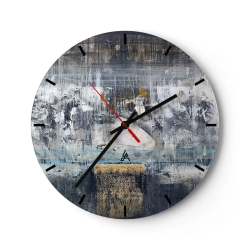 Falióra, Óra - Absztrakt kompozíció hideg árnyalatokban és textúrákban - 30x30cm - Mint a jégen, mint a csomón - Modern fali dekoráció nappalihoz, konyhához és hálószobához ARTTOR