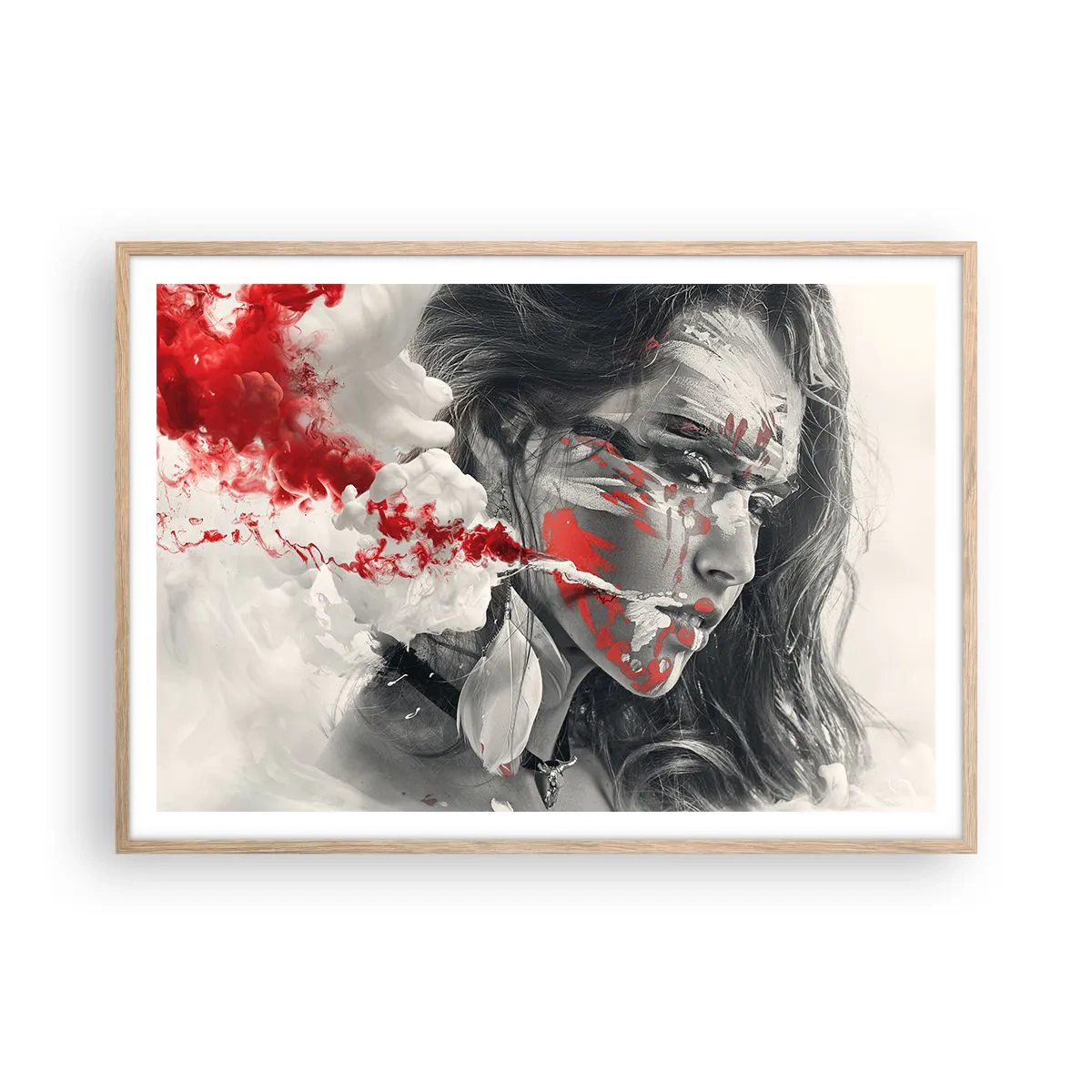 Poszter világos tölgy keretben - Az abszurditás füstjében - 100x70 cm