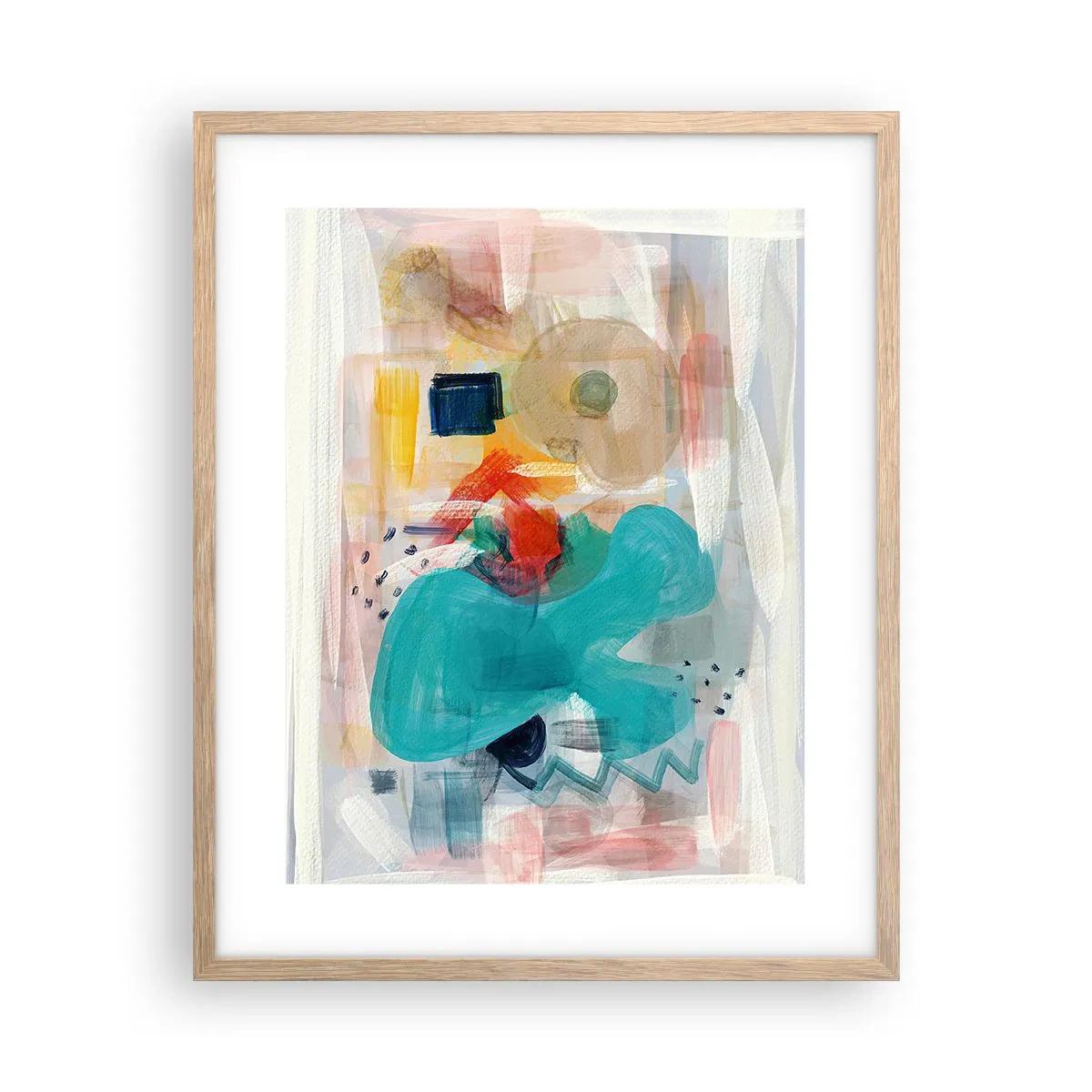 Poszter világos tölgy keretben - Színes játék - 40x50 cm