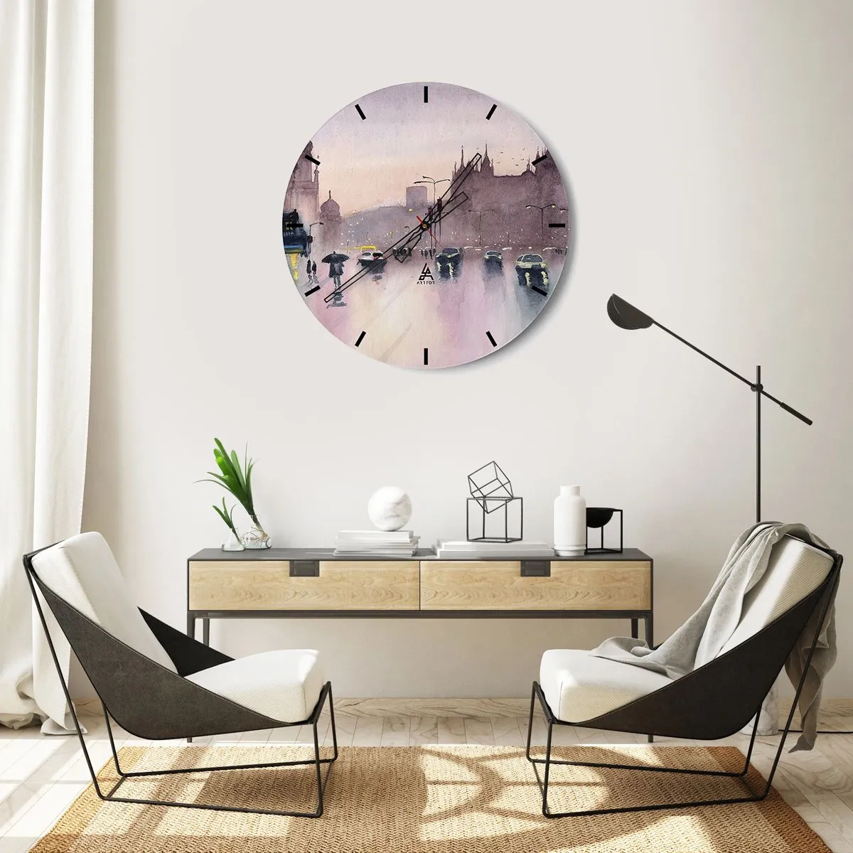 Falióra, Óra - Az esős ködben - 40x40 cm