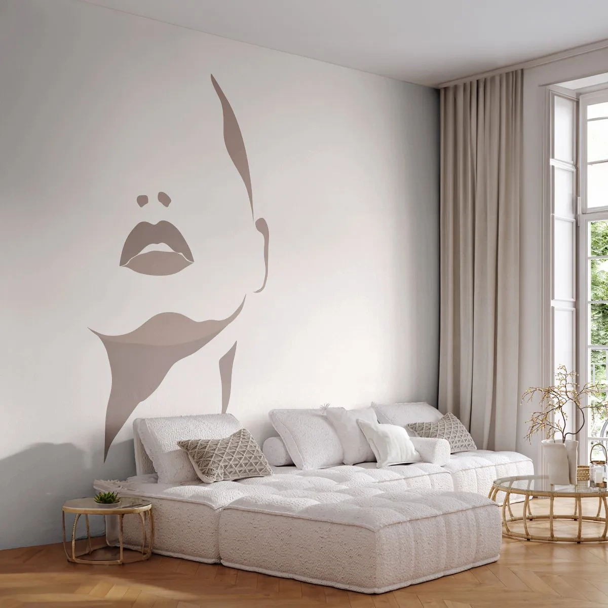 Öntapadós Fotótapéta Deluxe Sticker - Fényből és árnyékból létrehozott - Női Arc, Nő, Darab - 250x175 cm