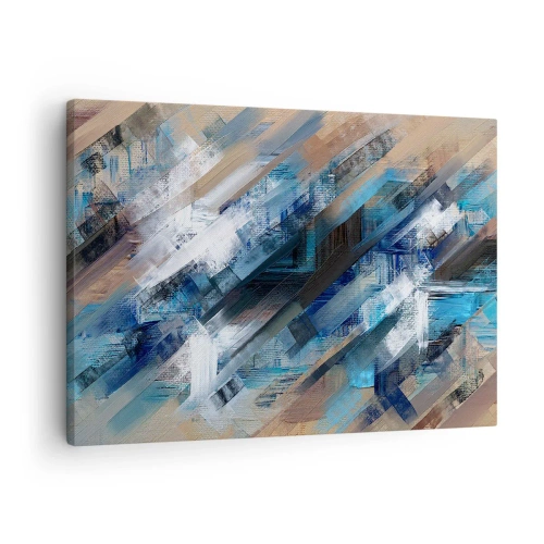 Vászonkép - Absztrakt kompozíció kék átlós vonalakkal - 70x50cm - Kék ferdén - Modern fali dekoráció nappalihoz és hálószobához ARTTOR