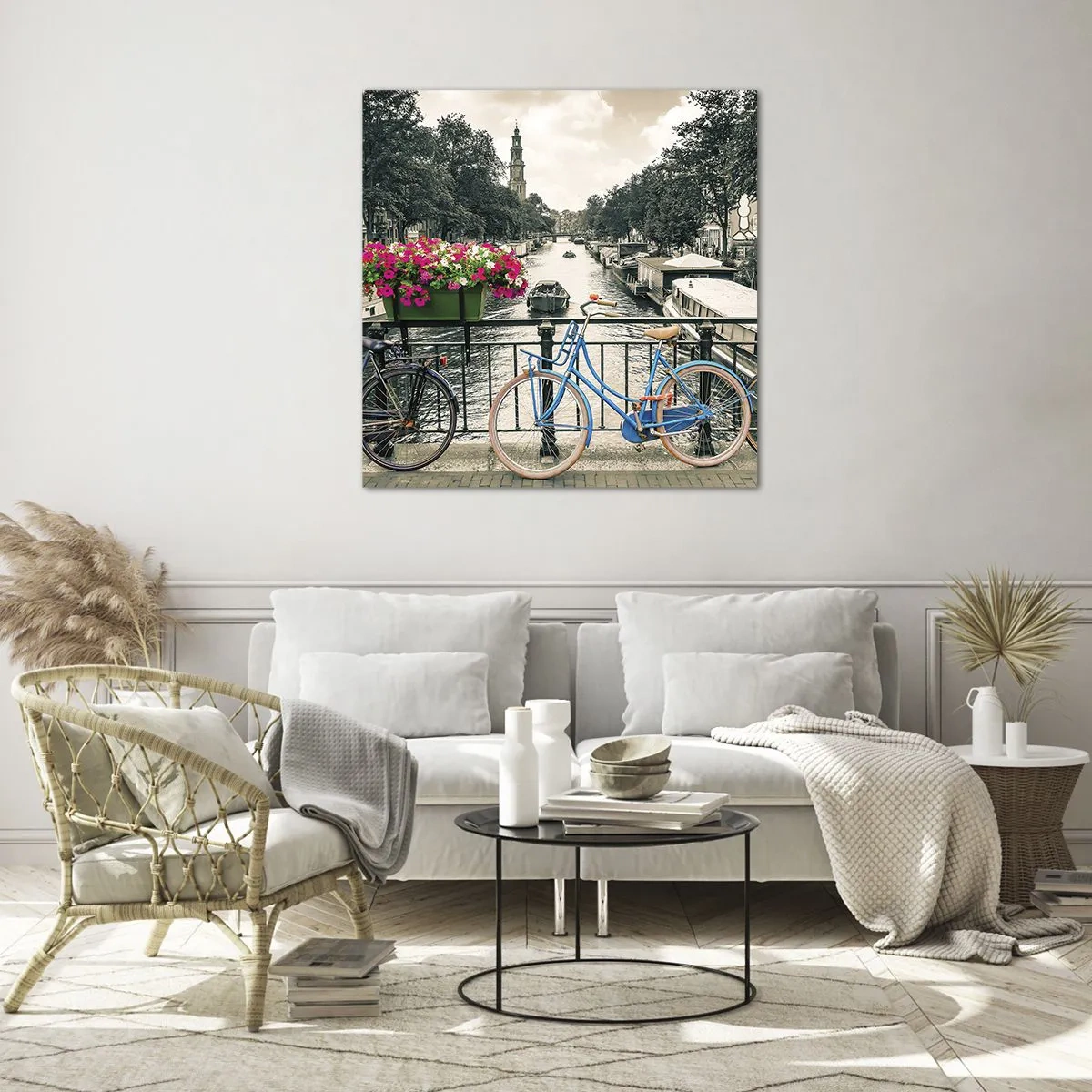 Üveg kép - Az amszterdami utca színei - 70x70 cm