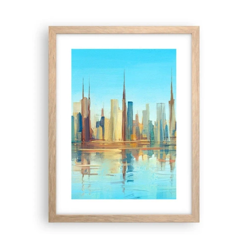 Poszter világos tölgy keretben - Napfényes metropolisz - 30x40 cm