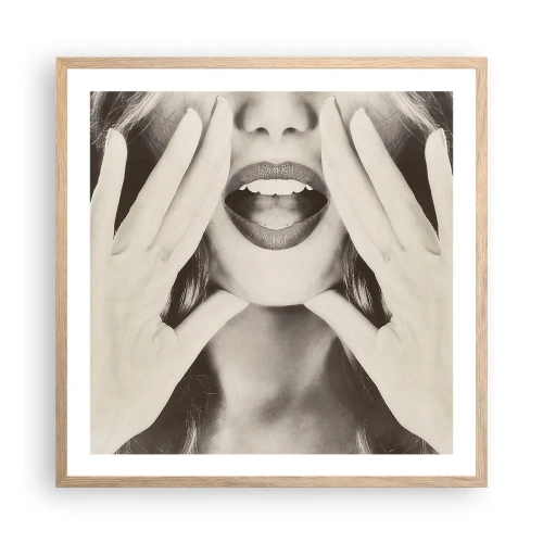 Poszter világos tölgy keretben - Jövök már! - 60x60 cm