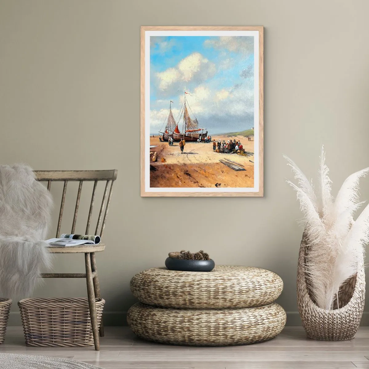 Poszter világos tölgy keretben - Egy sikeres fogás után - 70x100 cm