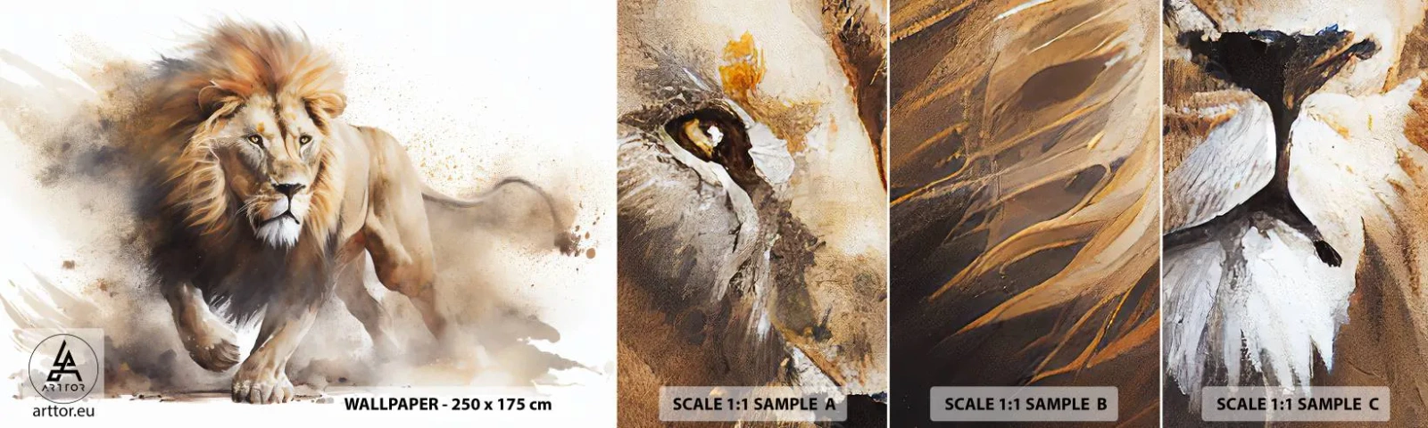 Fotótapéta Minta Standard Eco - A király elindult - Oroszlán, Fényes, Állat - 100x30 cm