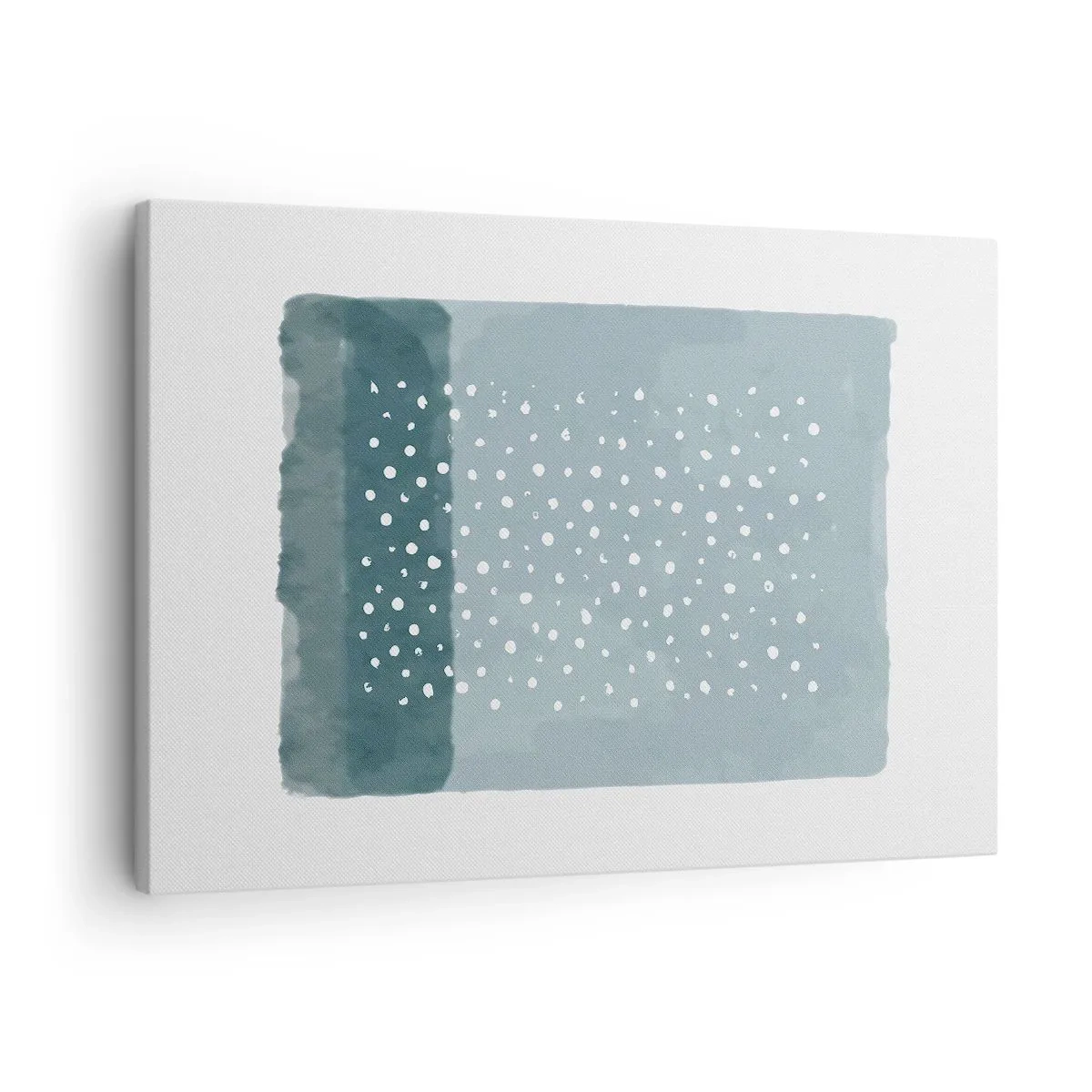 Vászonkép - Minimalista festmény kék árnyalatokban, pöttyökkel - 70x50cm - Kéken nőtt - Modern fali dekoráció nappalihoz és hálószobához ARTTOR