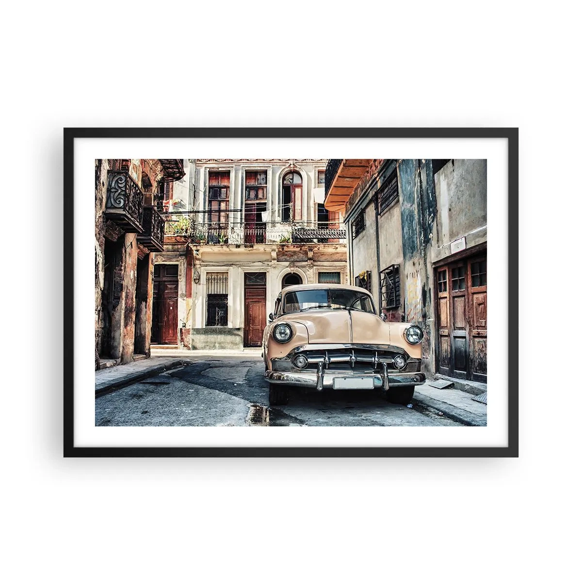 Poszter fehér keretben - A szieszta Havannában - 70x50 cm