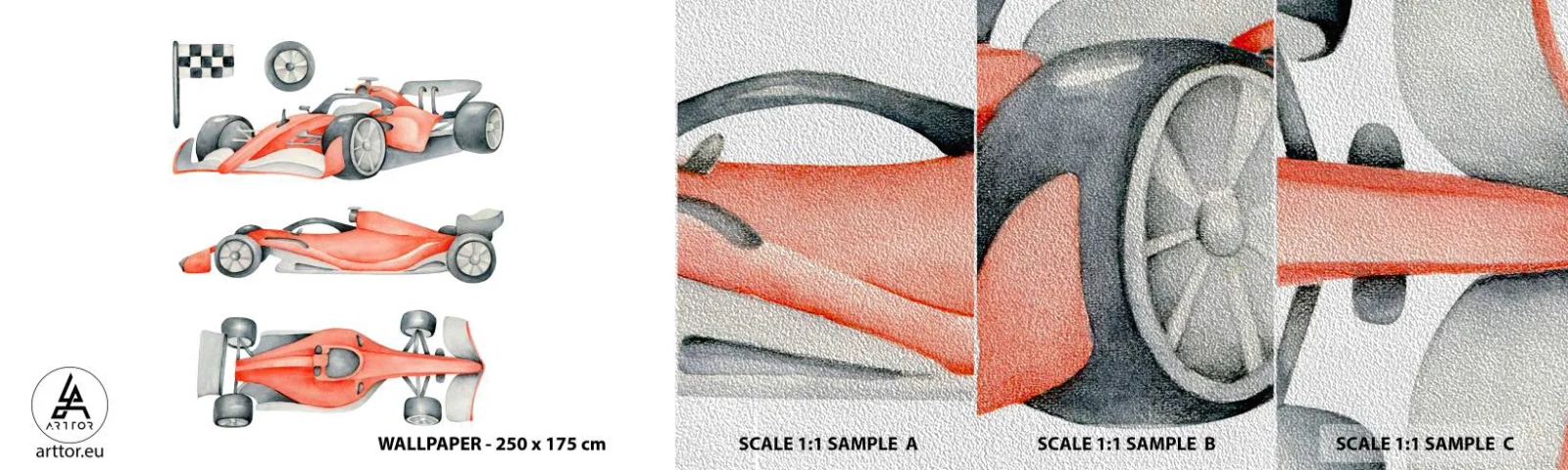 Fotótapéta Minta Premium Sand - Egy álom elérése - Versenyautók, Autók, Gyermekek - 100x30 cm