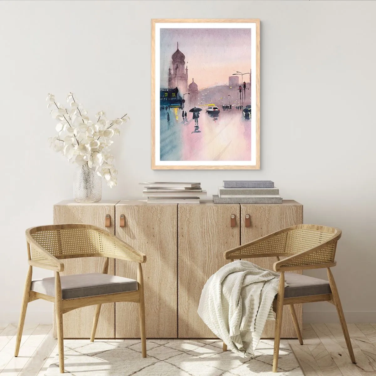 Poszter világos tölgy keretben - Az esős ködben - 70x100 cm