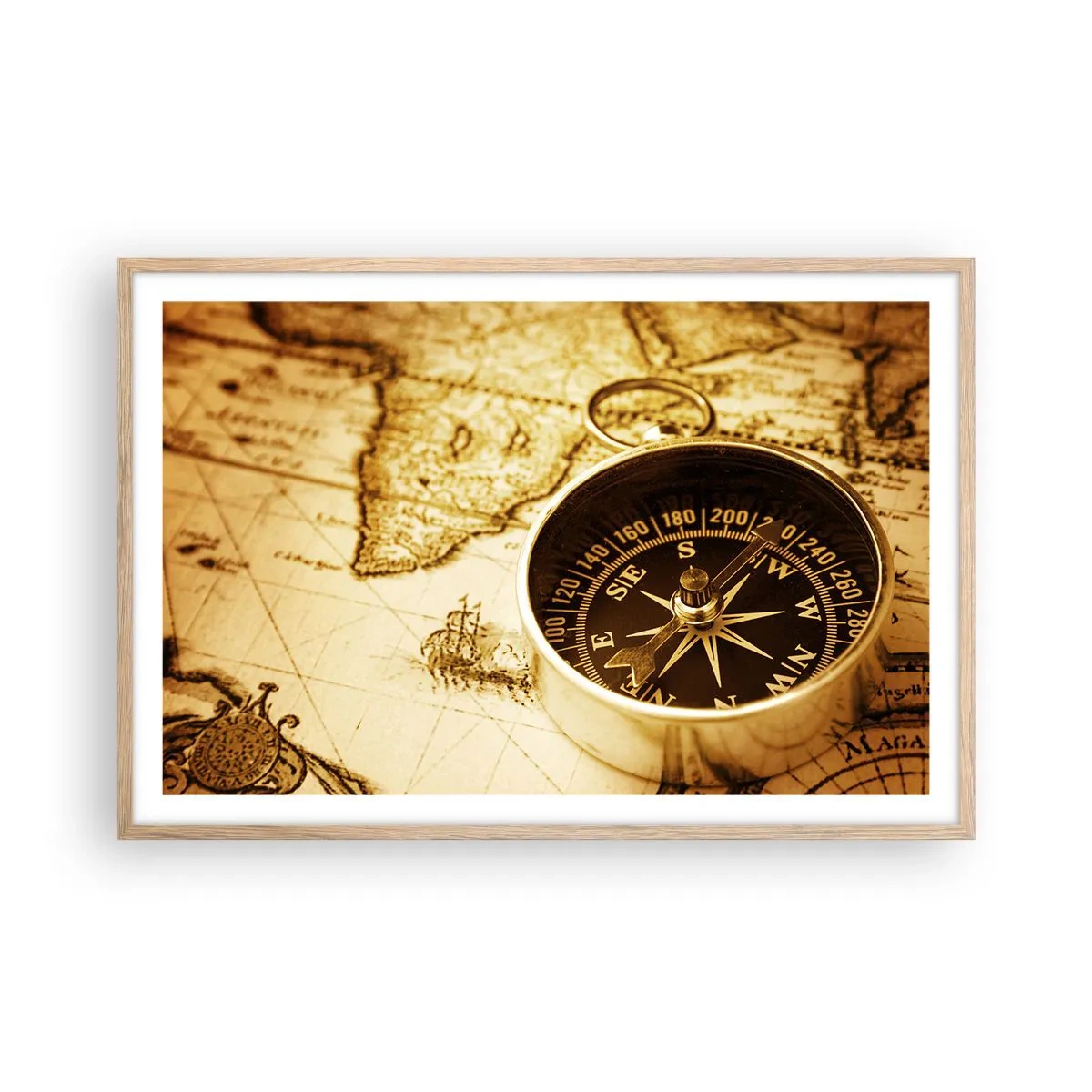 Poszter világos tölgy keretben - Keletre, vagy nyugatra? - 91x61 cm