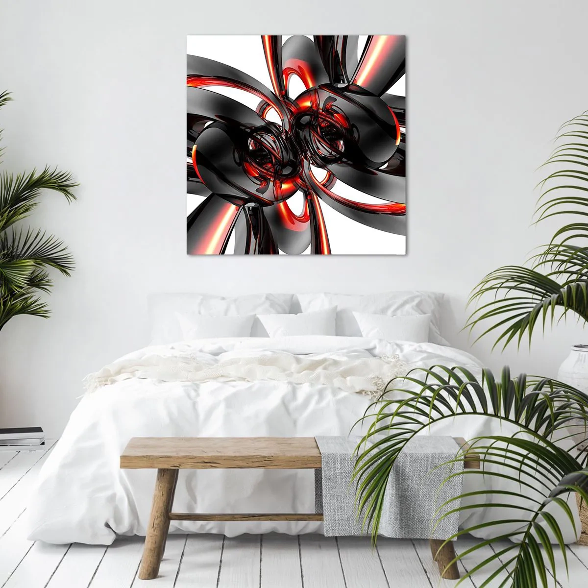 Vászonkép - Mozgás grafitban és vörösben - 40x40 cm