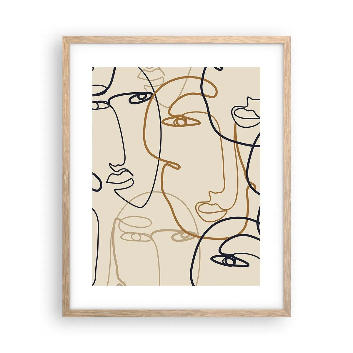 Poszter világos tölgy keretben - Többszörös portré  - 40x50 cm