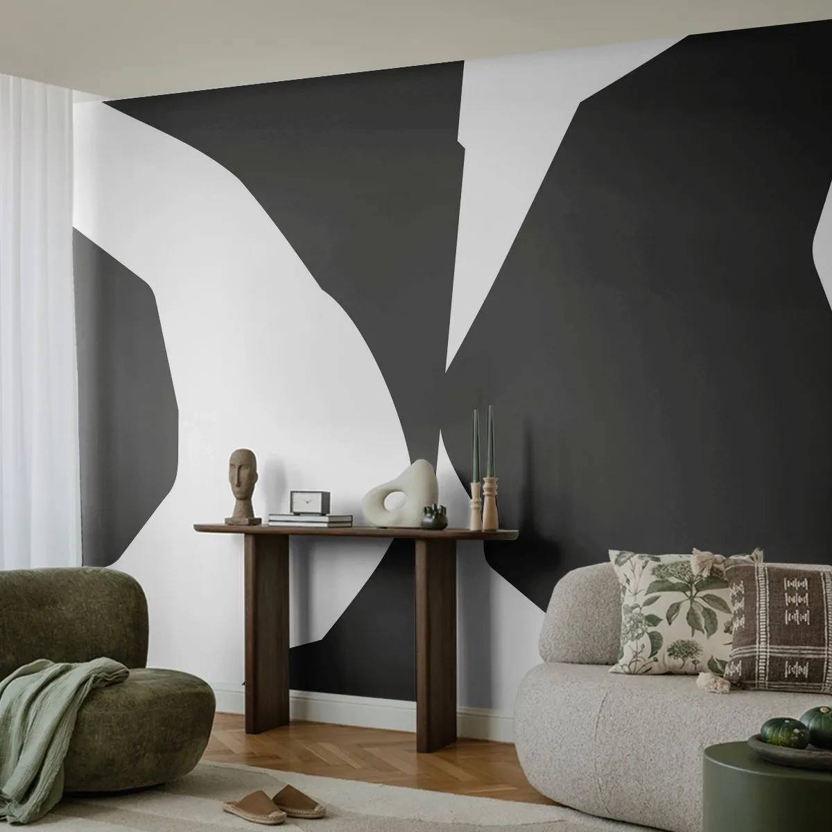 Fotótapéta Premium Canvas - Pozitív-negatív - Fekete és fehér, Absztrakció, Darab - 150x105 cm