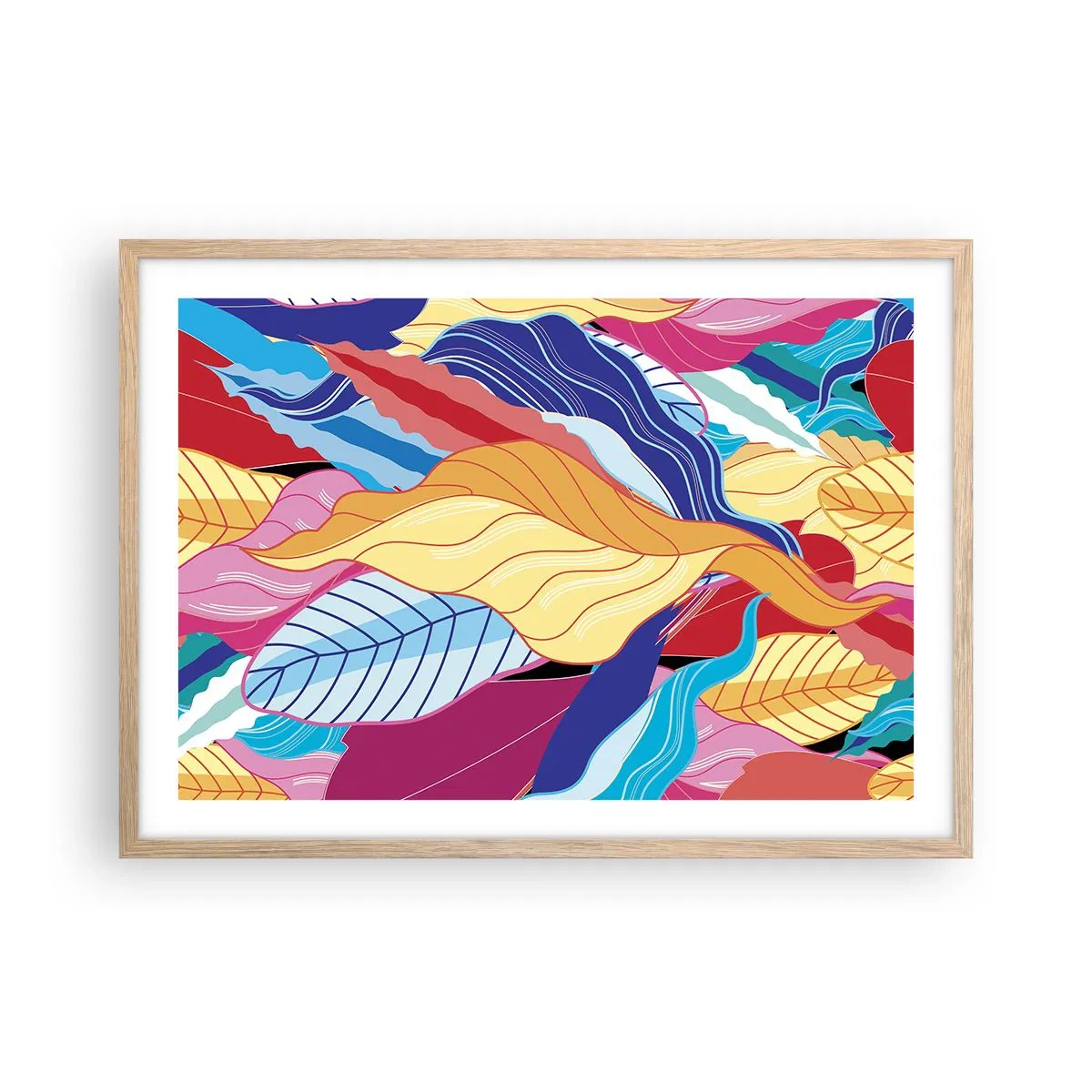 Poszter világos tölgy keretben - Színes rendetlenség - 70x50 cm