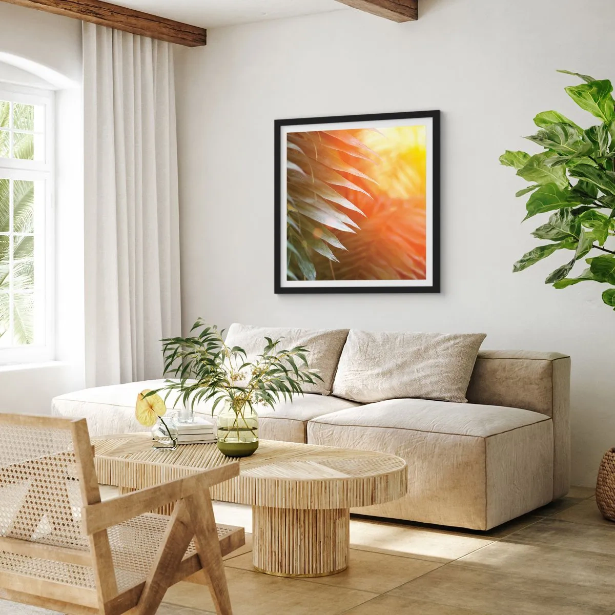 Poszter fehér keretben - Reggel a dzsungelben - 40x40 cm