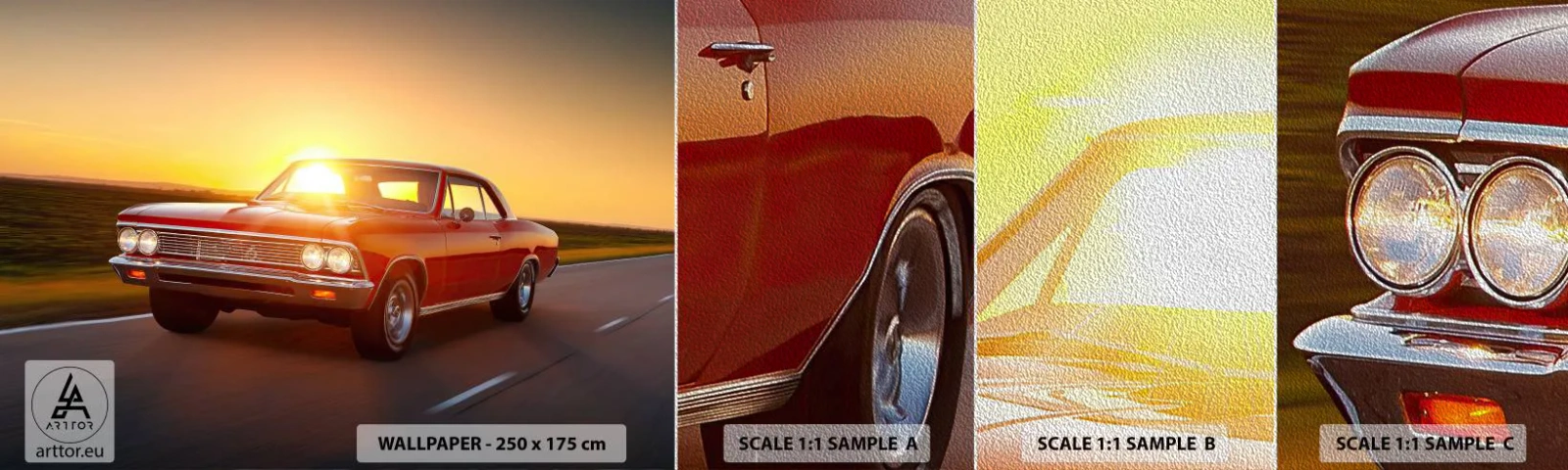 Fotótapéta Minta Premium Sand - A vágy piros színű - Autó, Utazás, Szüret - 100x30 cm