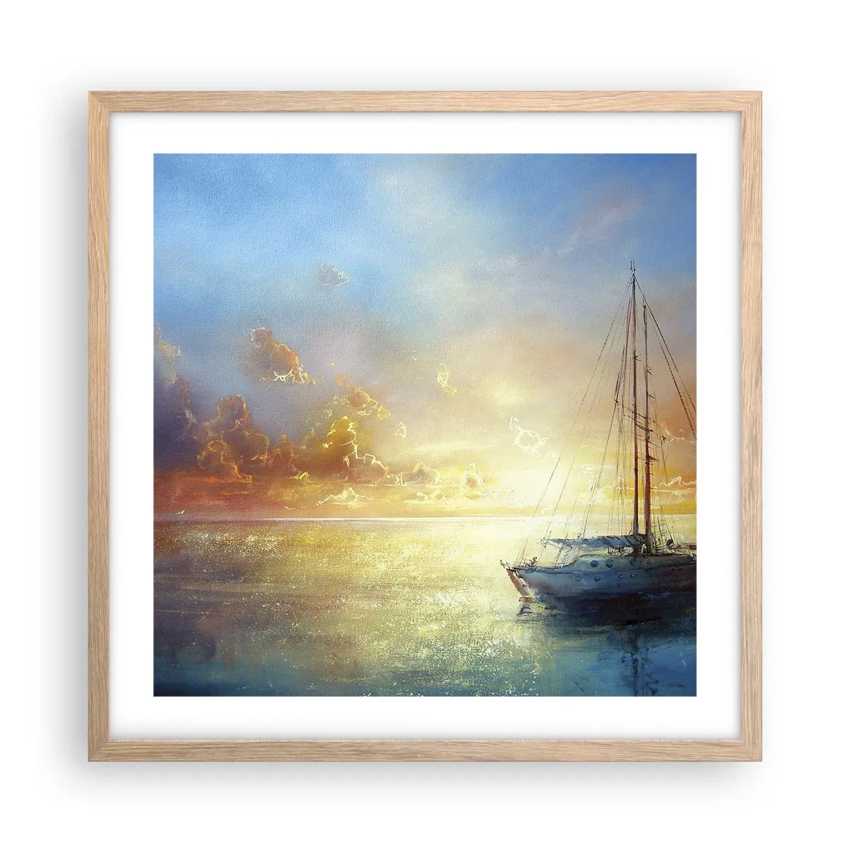 Poszter világos tölgy keretben - Egy arany öbölben - 50x50 cm