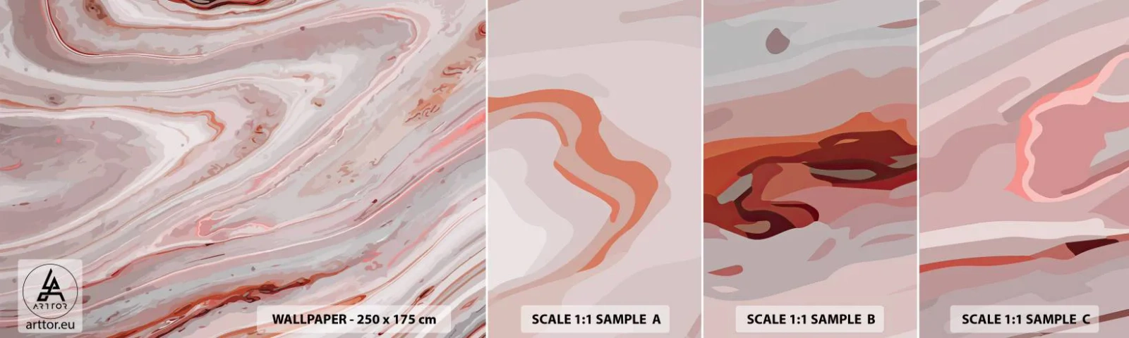 Fotótapéta Minta Standard Eco - Rózsaszín a folyadékban - Absztrakció, Darab, Modern minta - 100x30 cm