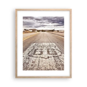 Poszter világos tölgy keretben - Mother Road – amerikai legenda - 40x50 cm