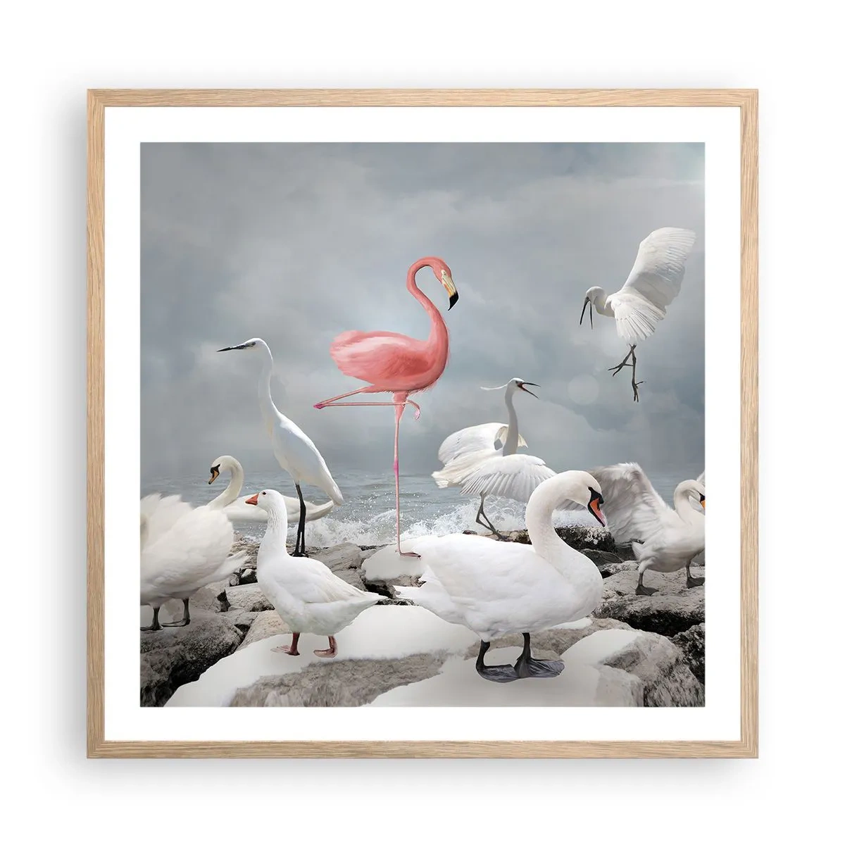 Poszter világos tölgy keretben - Hogy kerültem ide? - 60x60 cm