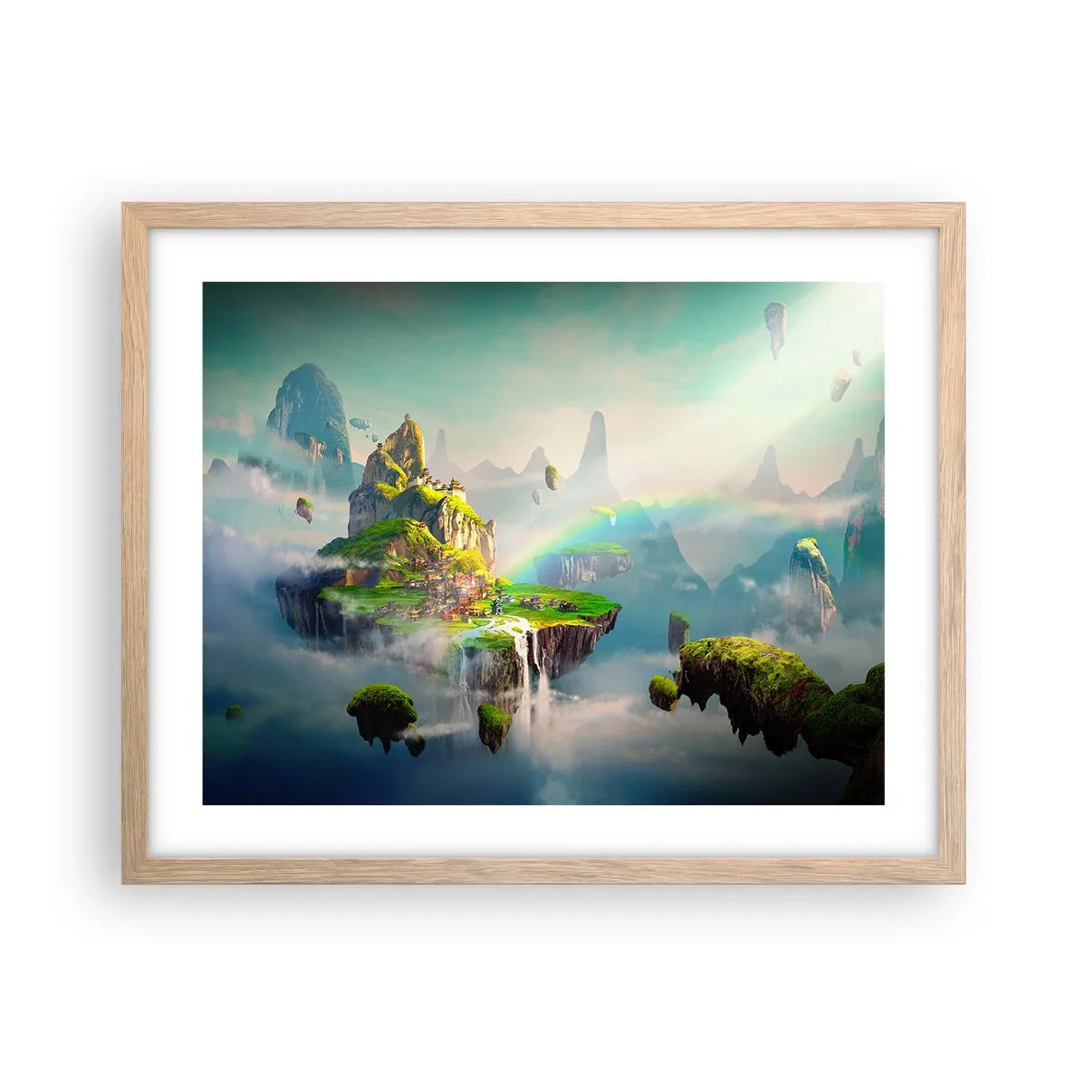 Poszter világos tölgy keretben - Az ég közepén - boldog szigetek - 50x40 cm