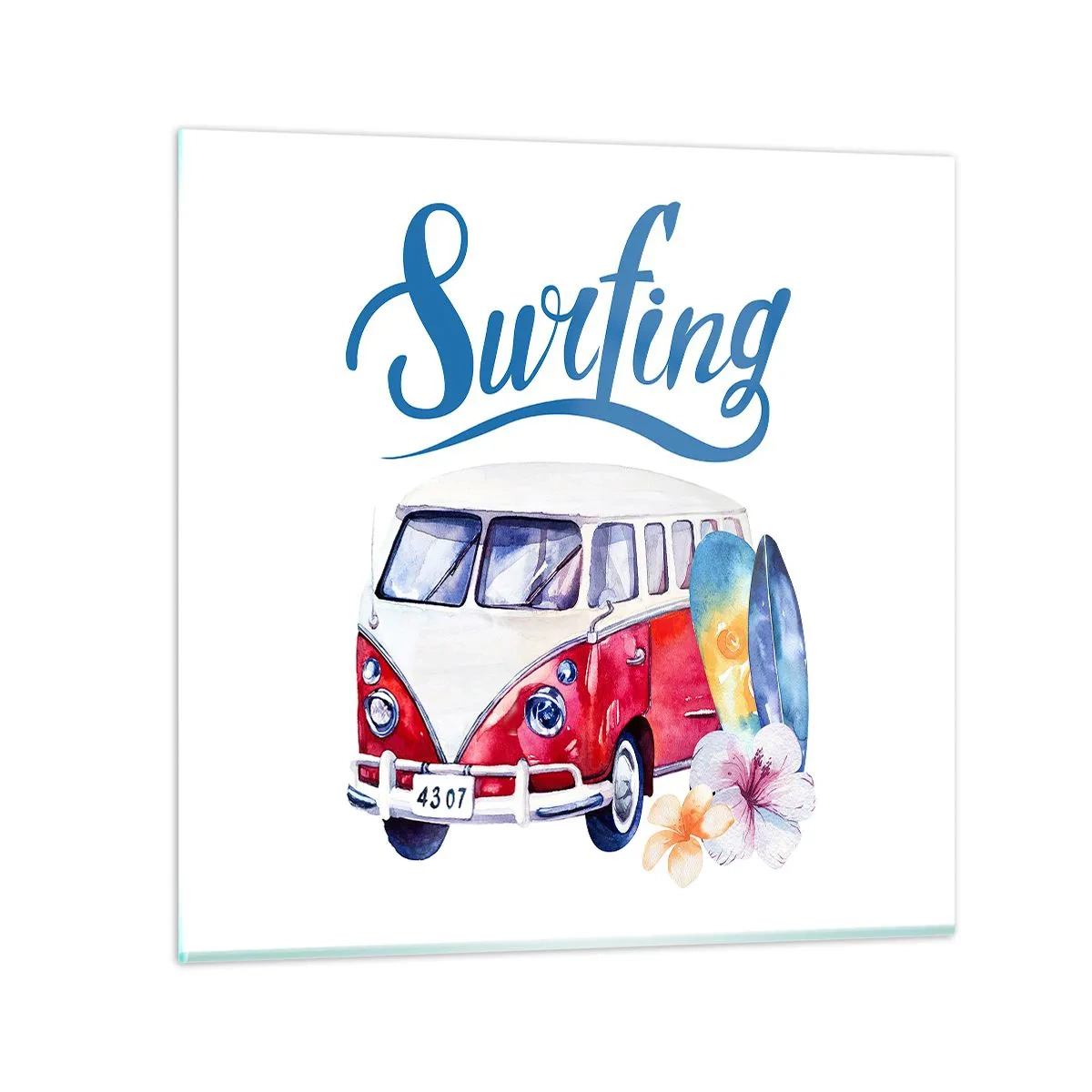 Üveg kép - Uborka - klasszikus egy szörfös számára - 50x50 cm