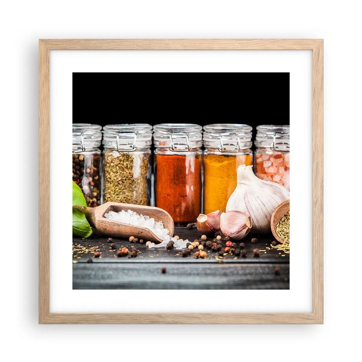 Poszter világos tölgy keretben - Hogy az életnek legyen íze - 40x40 cm
