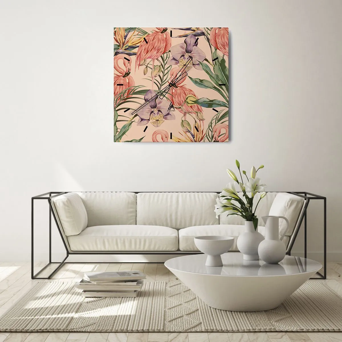 Falióra, Óra - Rózsaszín balett a virágokban - 30x30 cm