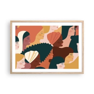 Poszter világos tölgy keretben - Csak a nőiesség - 70x50 cm