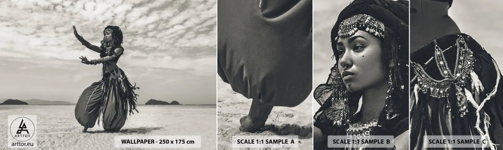 Fotótapéta Minta Öntapadós Deluxe Sticker - A déli szigetek tánca - Táncos, India, Hajnal - 100x30 cm