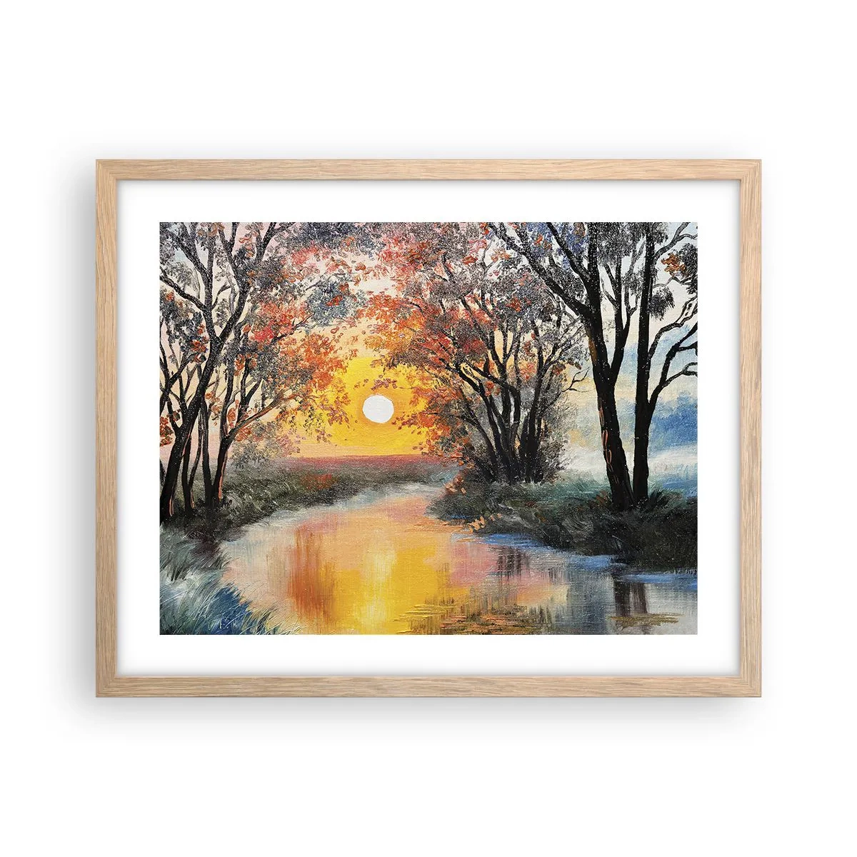 Poszter világos tölgy keretben - Őszi hangulat - 50x40 cm