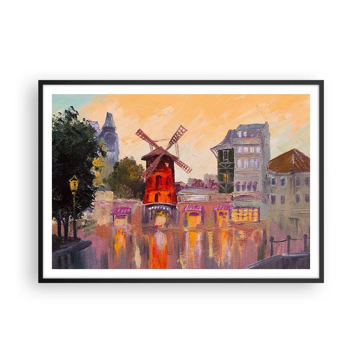 Poszter fehér keretben - Párizsi ikonok - Moulin Rouge - 100x70 cm
