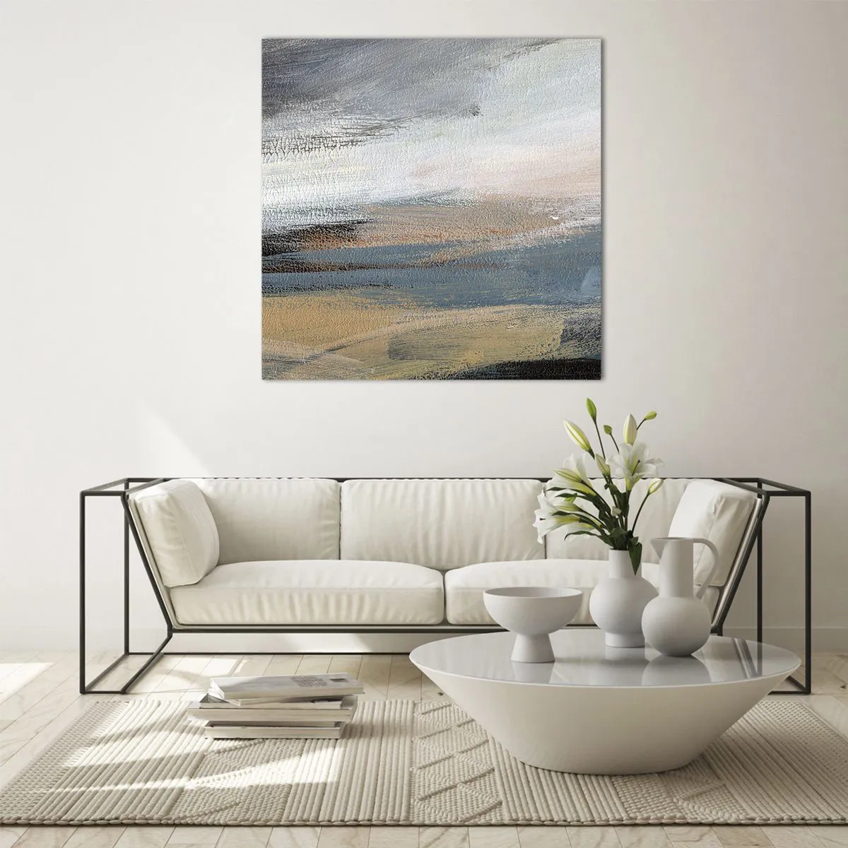 Üveg kép - Absztrakció: északi táj - 40x40 cm