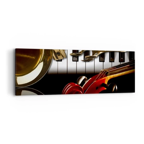 Vászonkép - Fémlemez, fa és elefántcsont - 90x30 cm