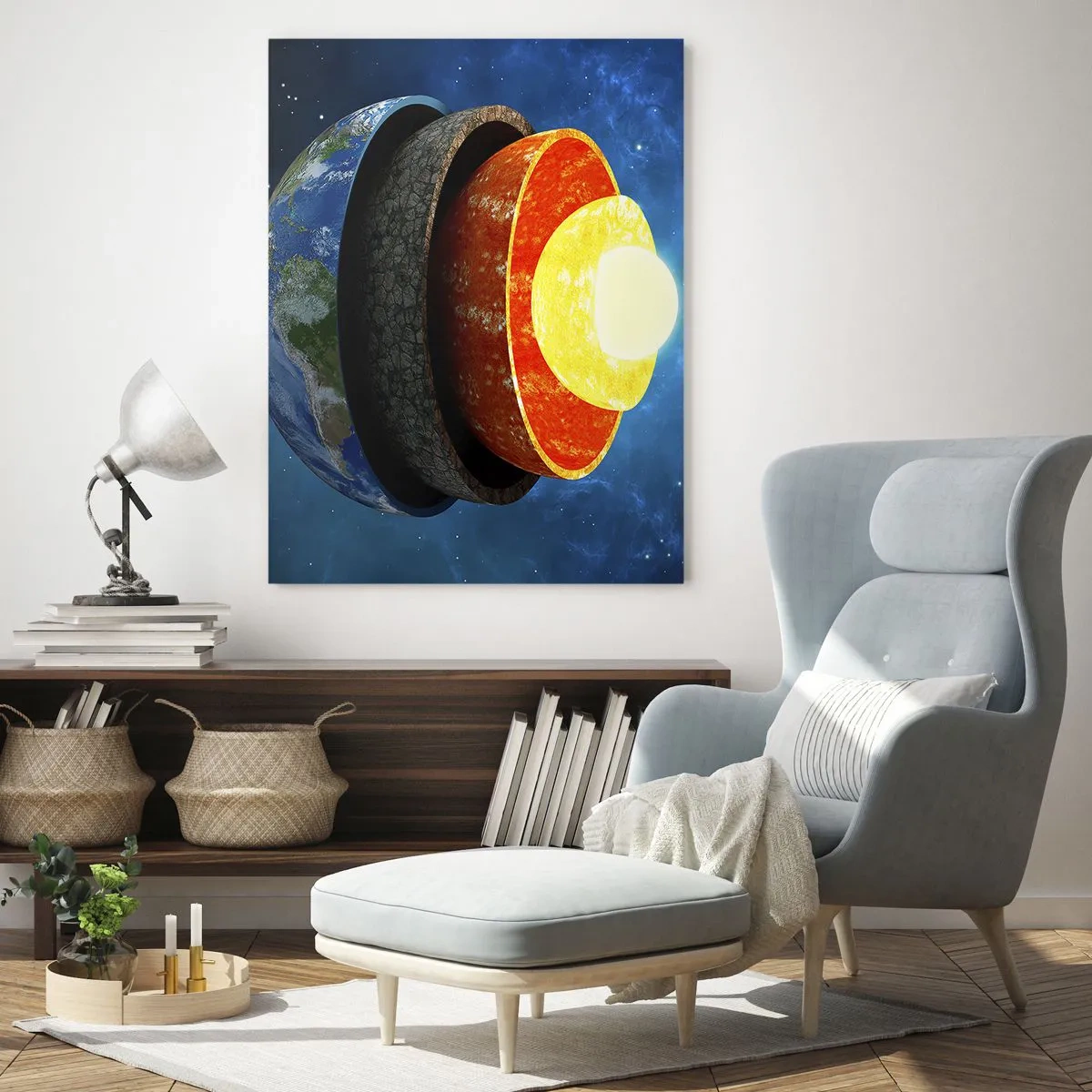 Üveg kép - Utazás a Föld középébe - 50x70 cm