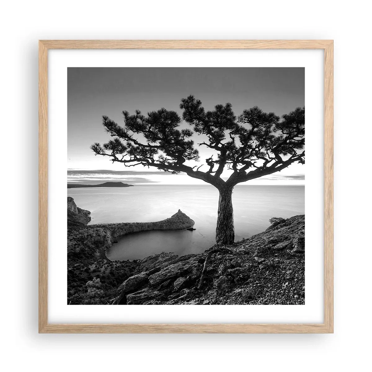 Poszter világos tölgy keretben - Béke a horizontig - 50x50 cm